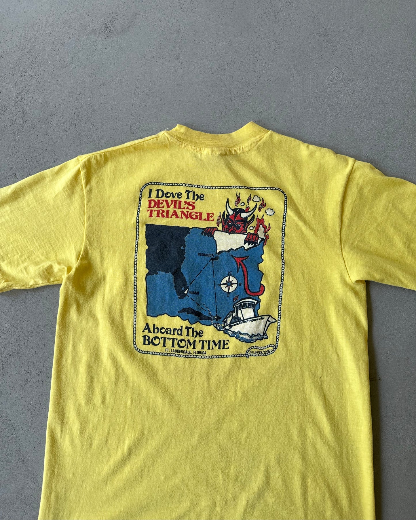 1980s - Yellow "Devil's Triangle" T-Shirt - S/M