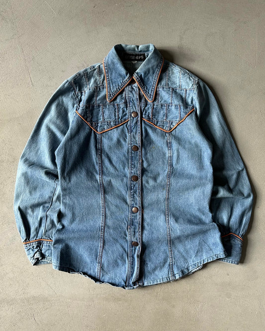 1980s - Denim Western Button Up - (W)M