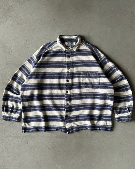 1990s - White/Navy Esprit Button Up - M