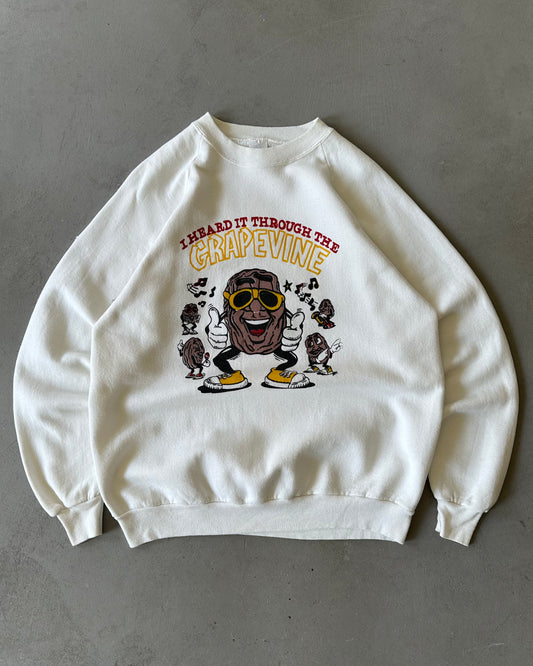 1990s - Distressed White Grapevine Crewneck - L