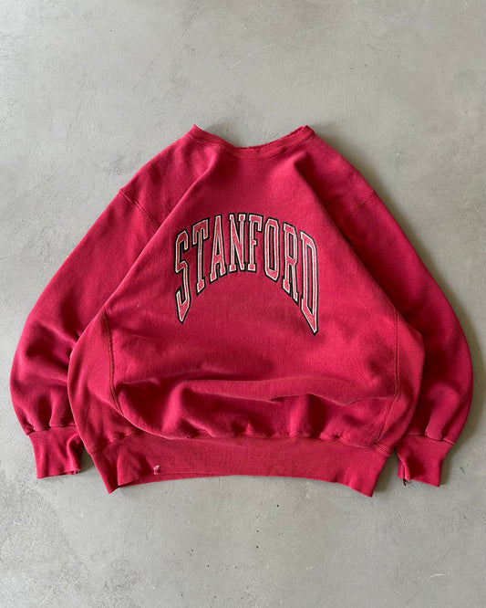 1990s - Distressed Red Stanford Crewneck - XL