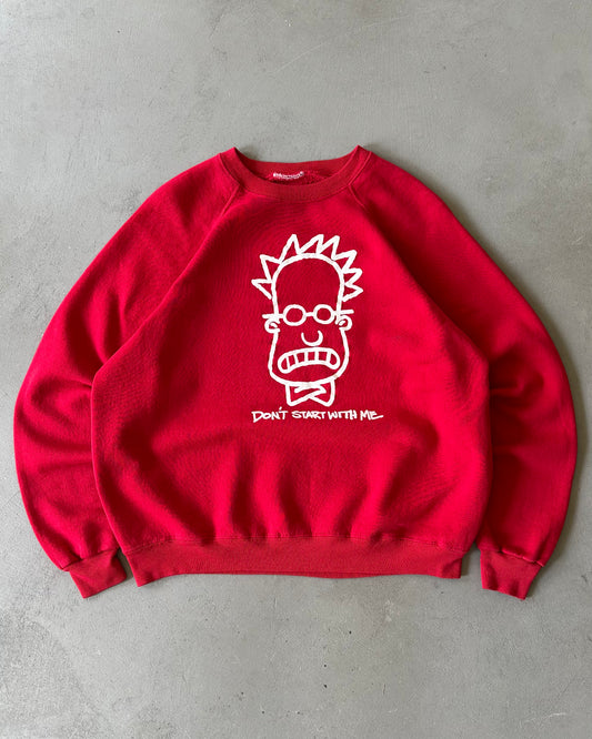 1990s - Red "Don't Start With Me" Crewneck - M