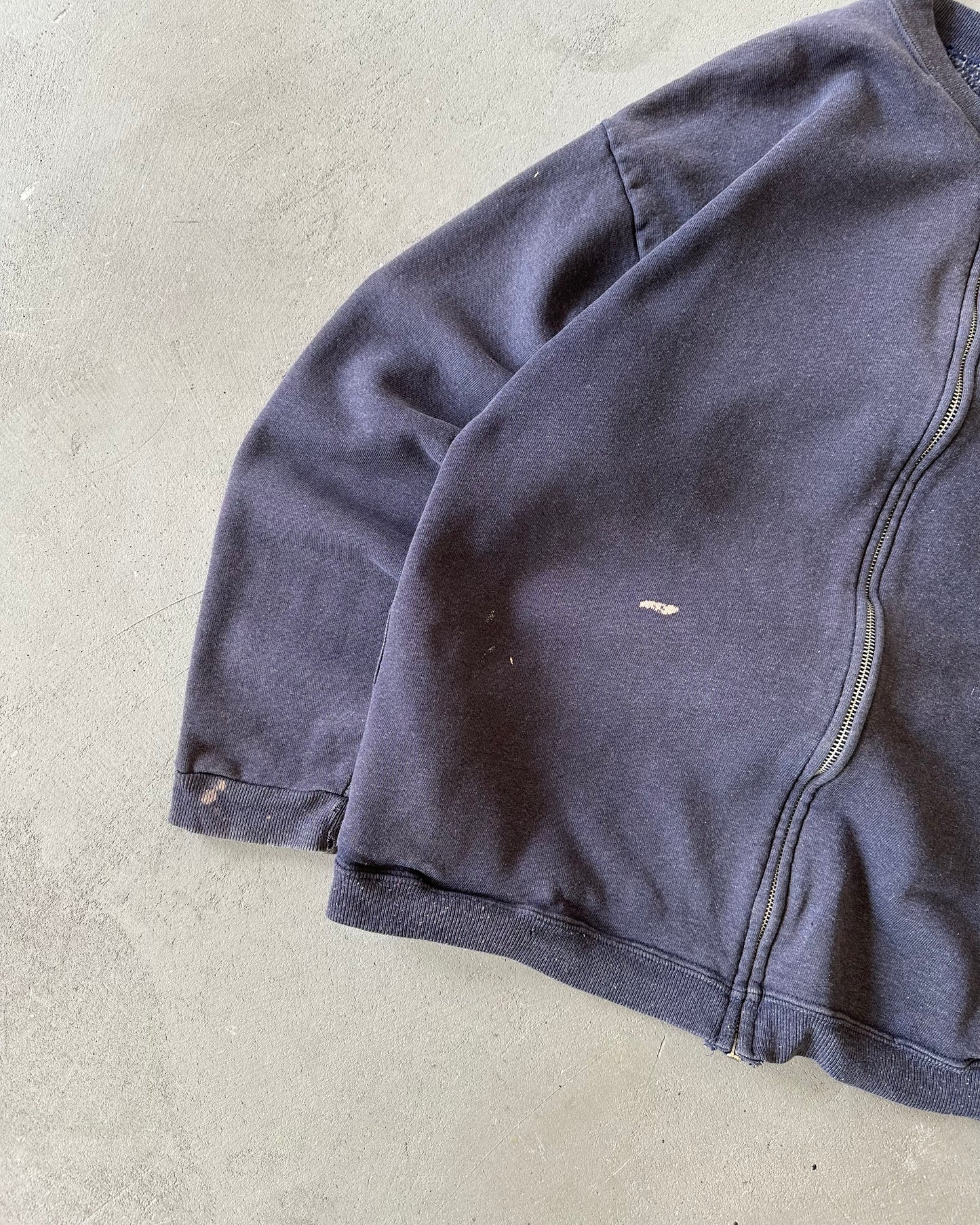 1990s - Distressed Navy HD Zip Up Sweatshirt - M