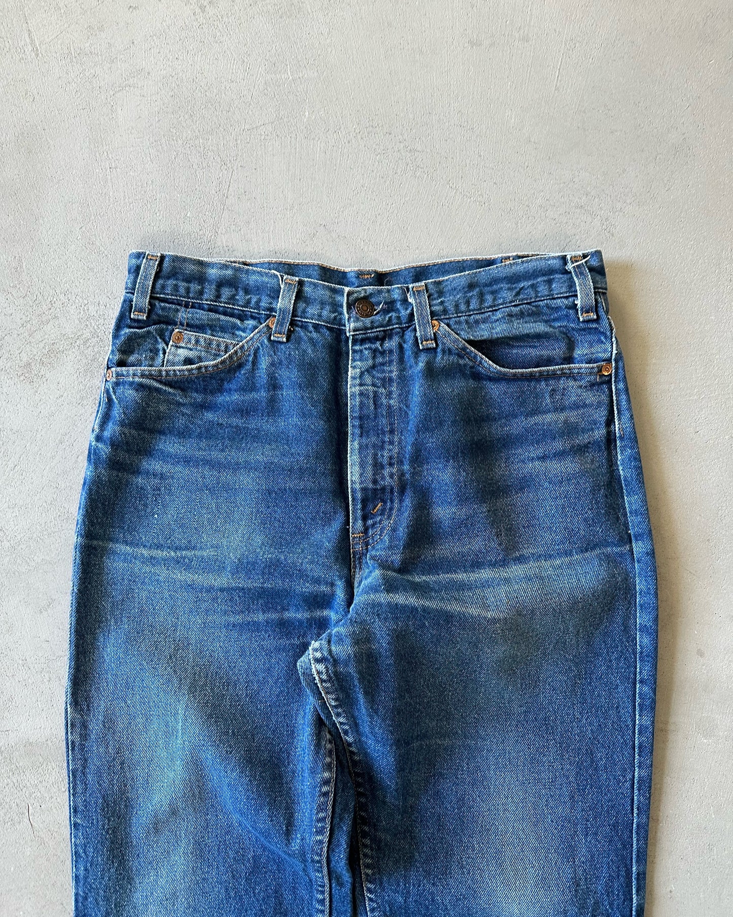 1970s - Faded Plain Pockets Straight Leg Jeans - 32x31