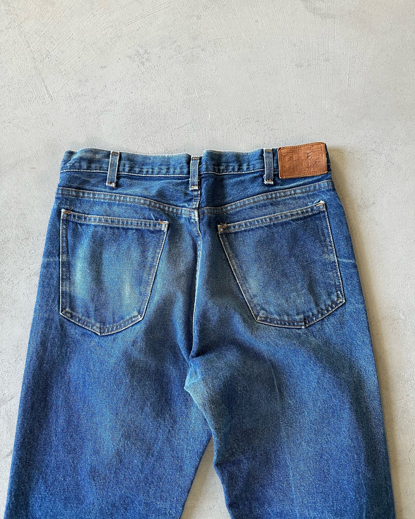 1970s - Faded Plain Pockets Straight Leg Jeans - 32x31