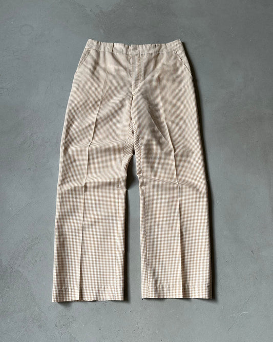1970s - Beige/White Gingham Orvis Trousers - 31x29