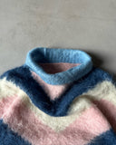 1980s - Blue/Pink Chevron Mohair Sweater - M/L