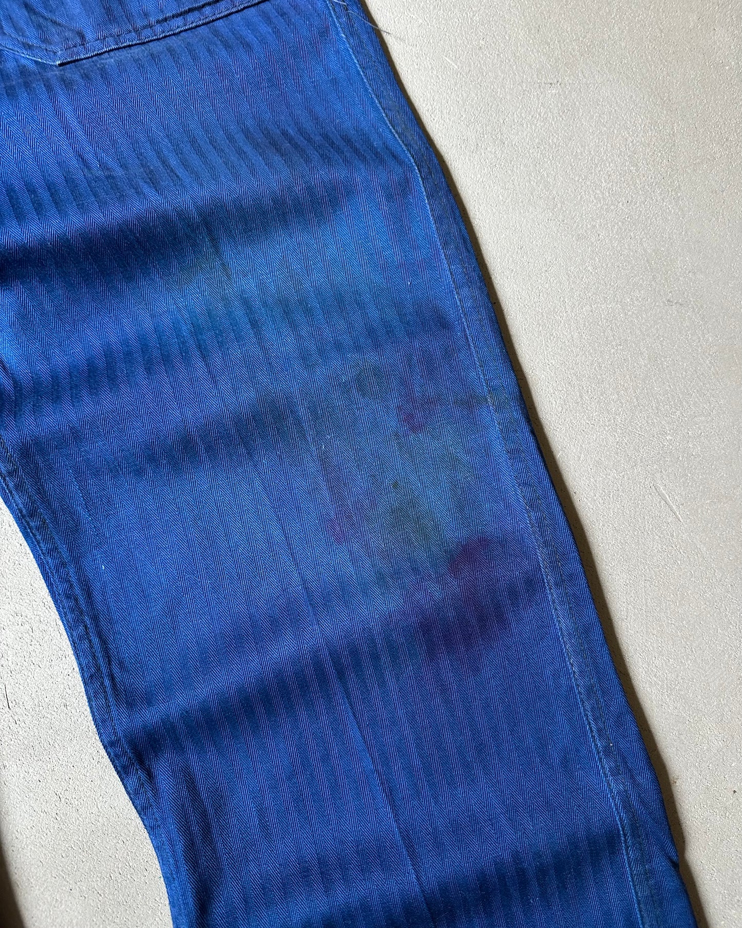 1970s - Distressed Blue HBT Fatigue Pants - 33x27
