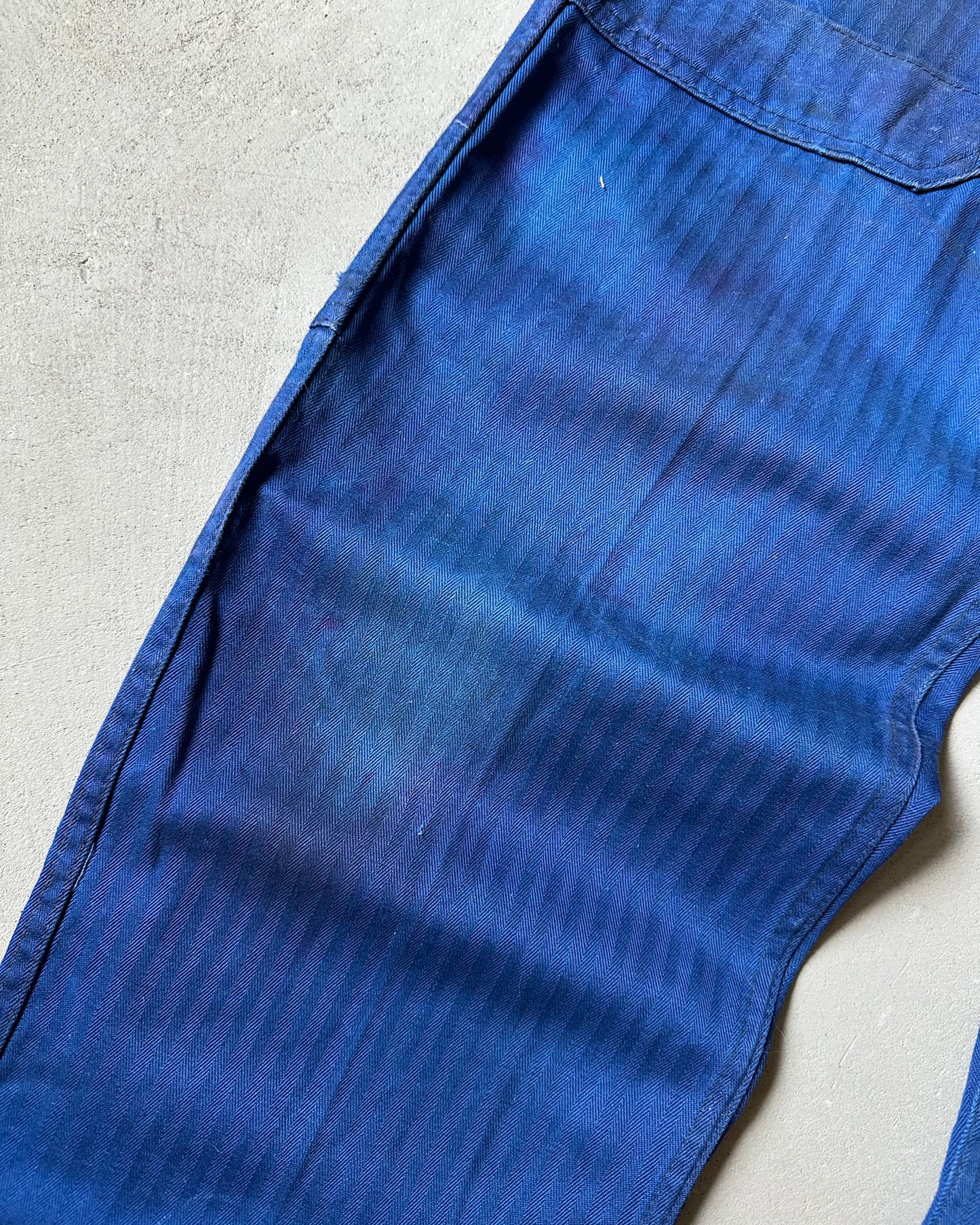 1970s - Distressed Blue HBT Fatigue Pants - 33x27