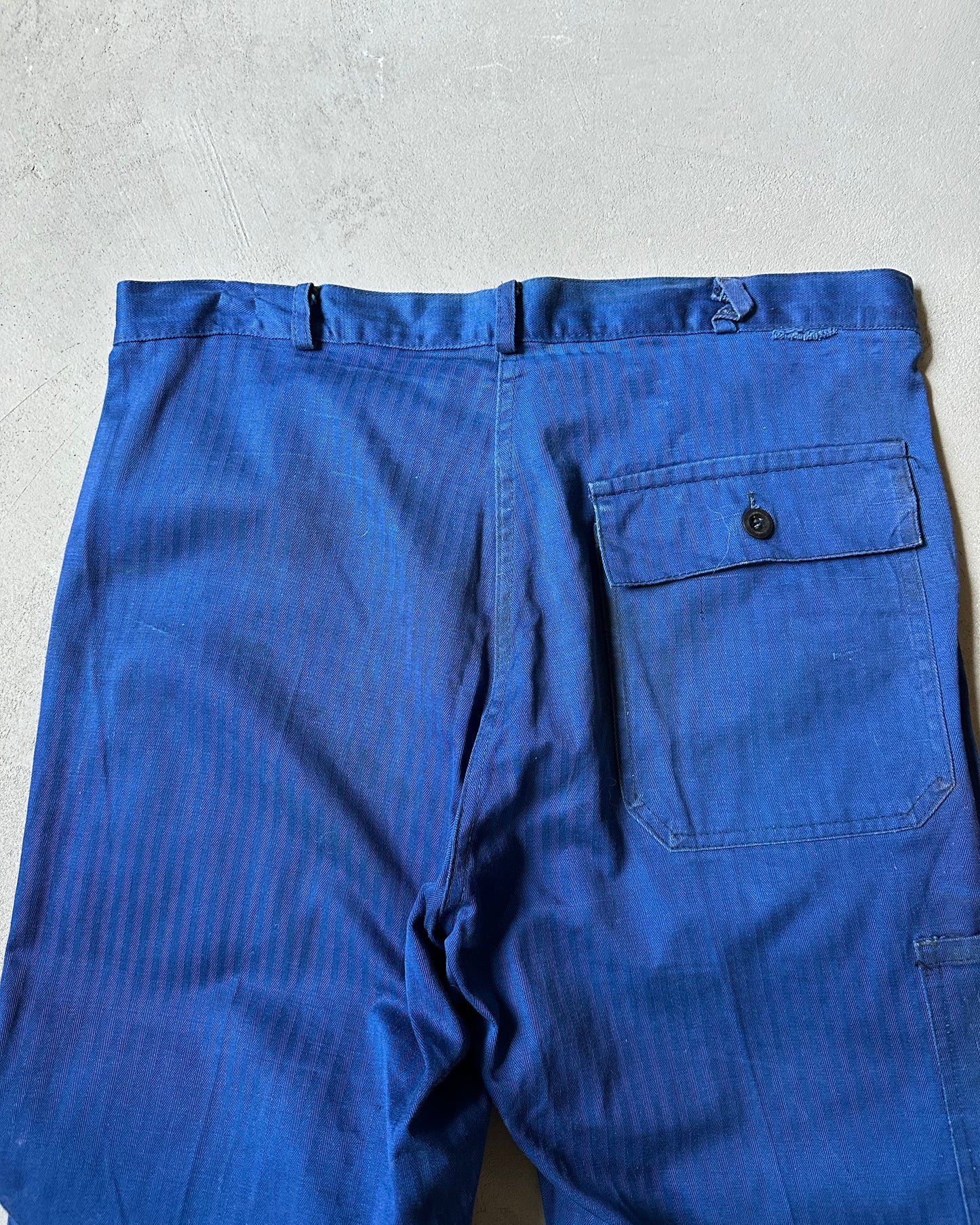 1970s - Distressed Blue HBT Fatigue Pants - 33x27