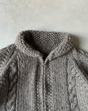 1970s - Charcoal Zip Up Wool Sweater - S