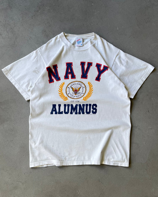 Années 90 - T-shirt en détresse Alumnus Marine Blanc - S