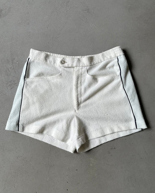 1970s - White/Navy Terry Cloth Shorts - 30