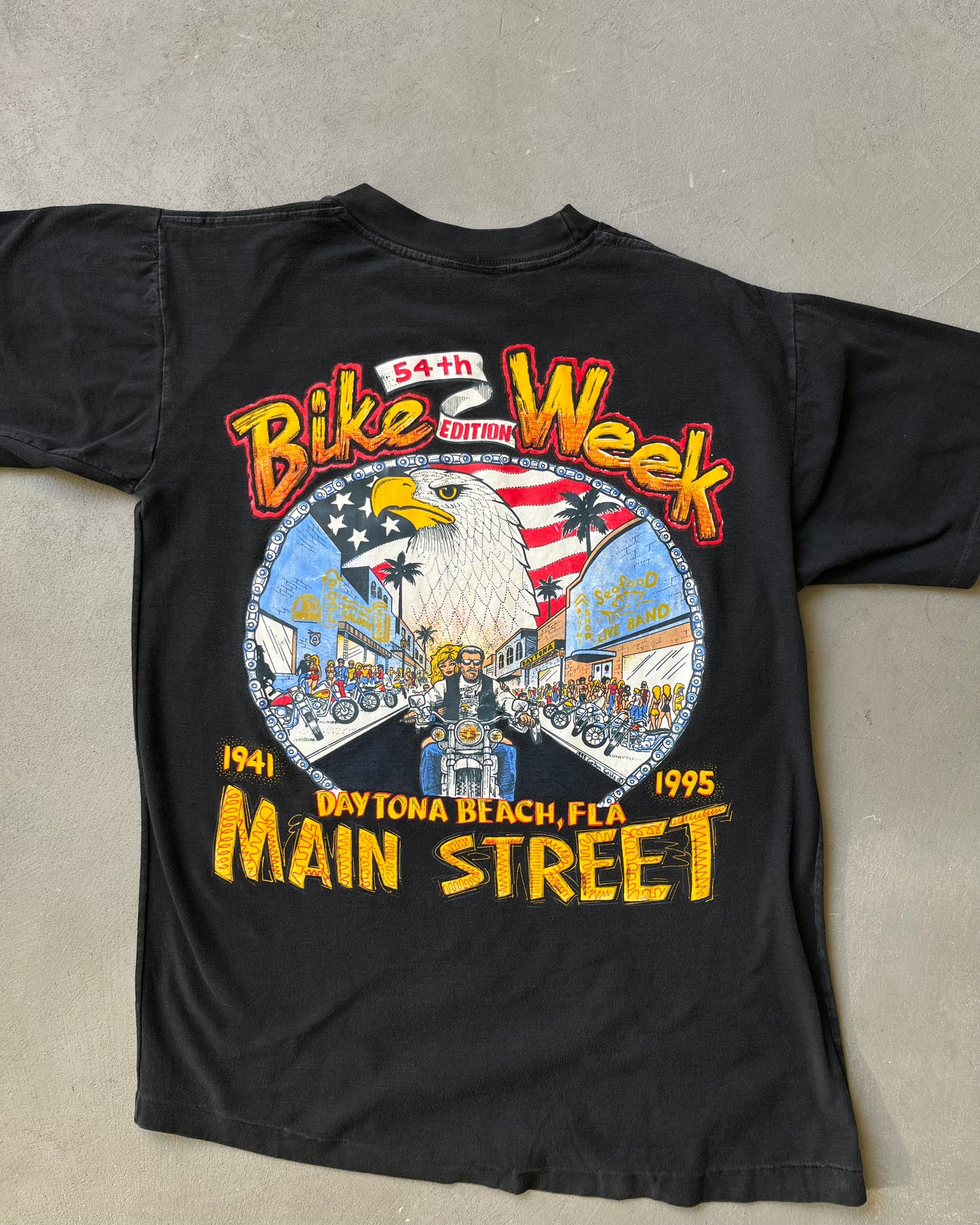 Années 90 - T-shirt Bike Week noir vieilli - M