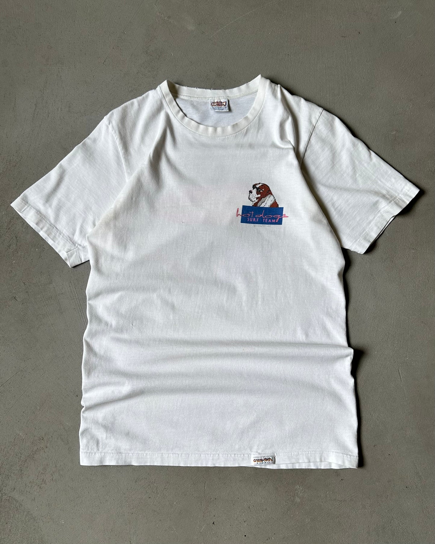 1980s - Distressed White "Surf Team" T-Shirt - S