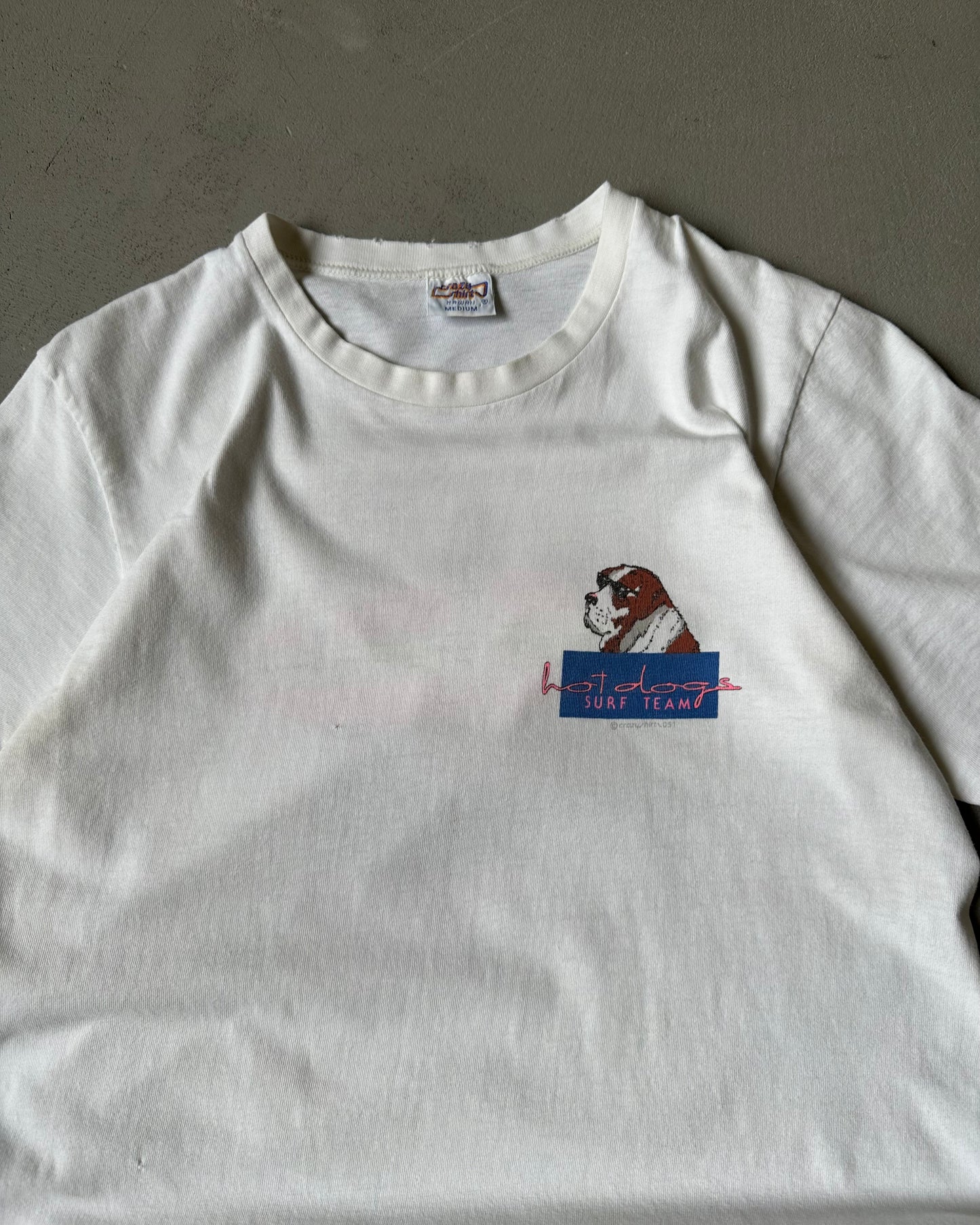 1980s - Distressed White "Surf Team" T-Shirt - S