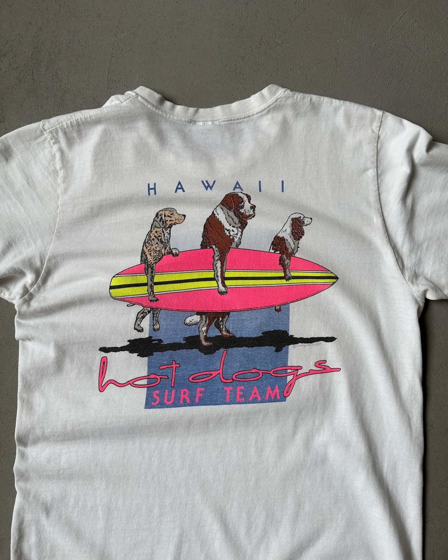 1980s - Distressed White "Surf Team" T-Shirt - S