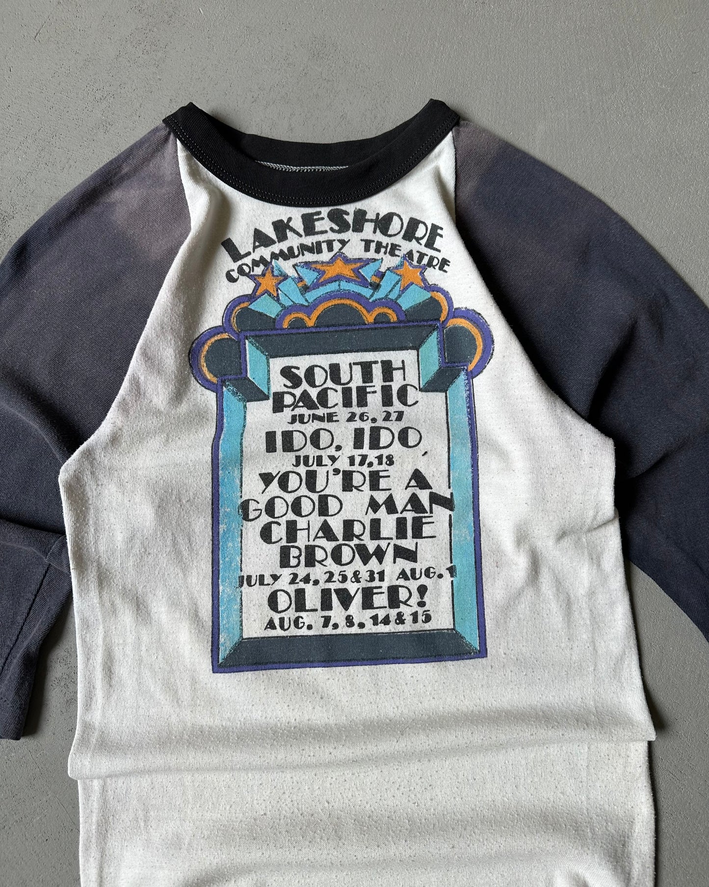1970s - Faded Blue/Cream Charlie Brown Baseball Shirt - XS