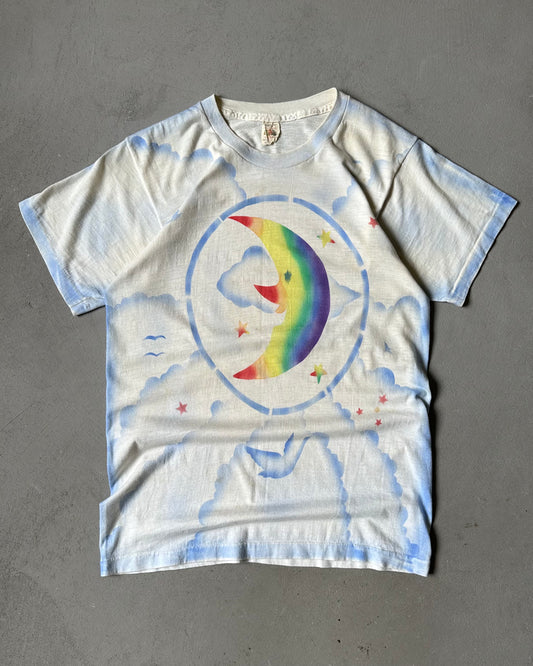 1970s - White/Blue Celestial Creations Air Brush T-Shirt - S