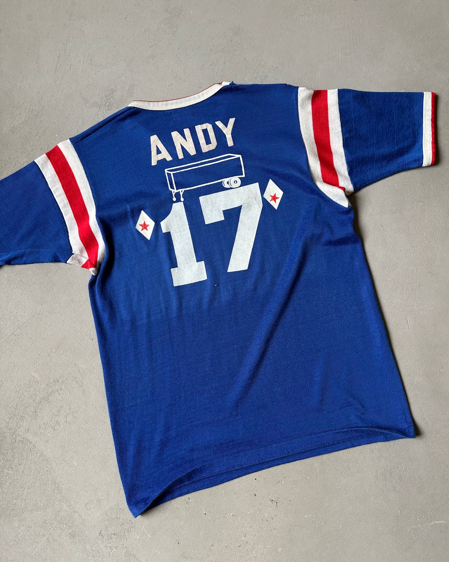1960s - Distressed Blue/Red ANDY Jersey - L