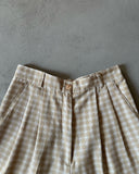 1980s - Cream/Beige Plaid Pleated Shorts - 26