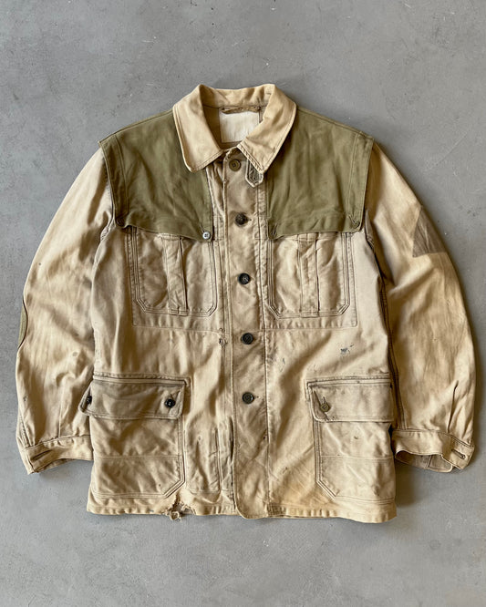 Années 60 - Veste militaire allemande en moleskine tannée vieillie - M