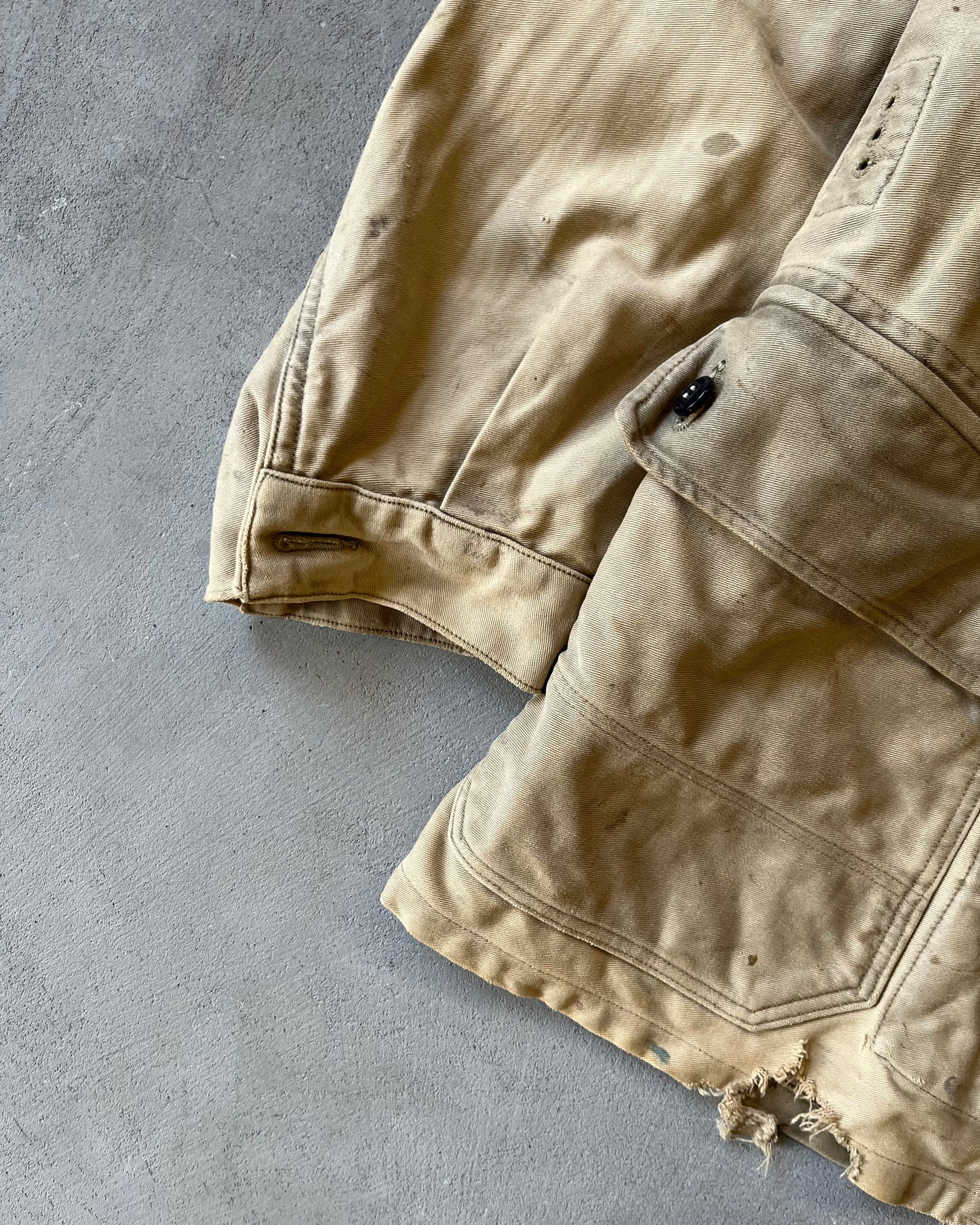 Années 60 - Veste militaire allemande en moleskine tannée vieillie - M