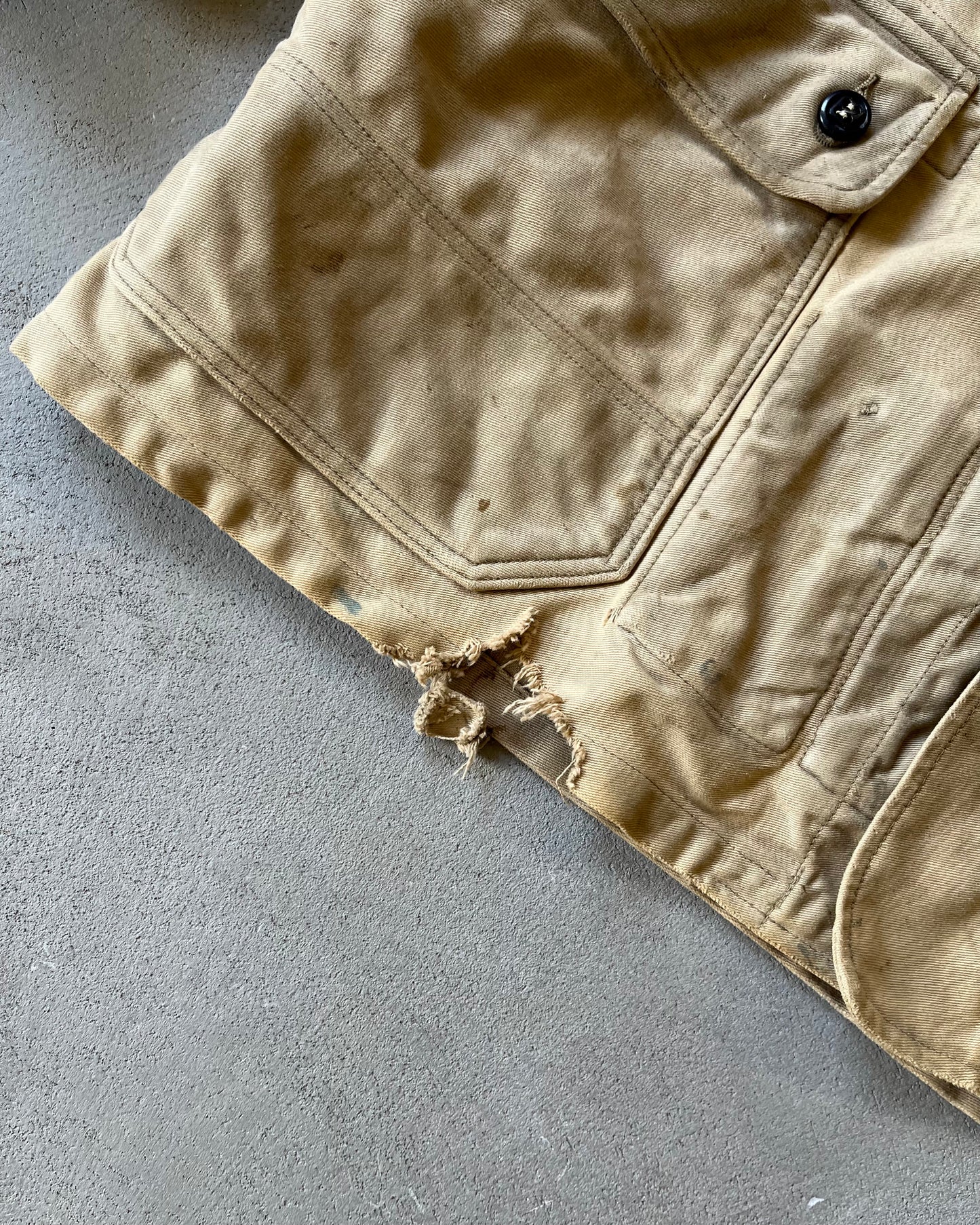 Années 60 - Veste militaire allemande en moleskine tannée vieillie - M