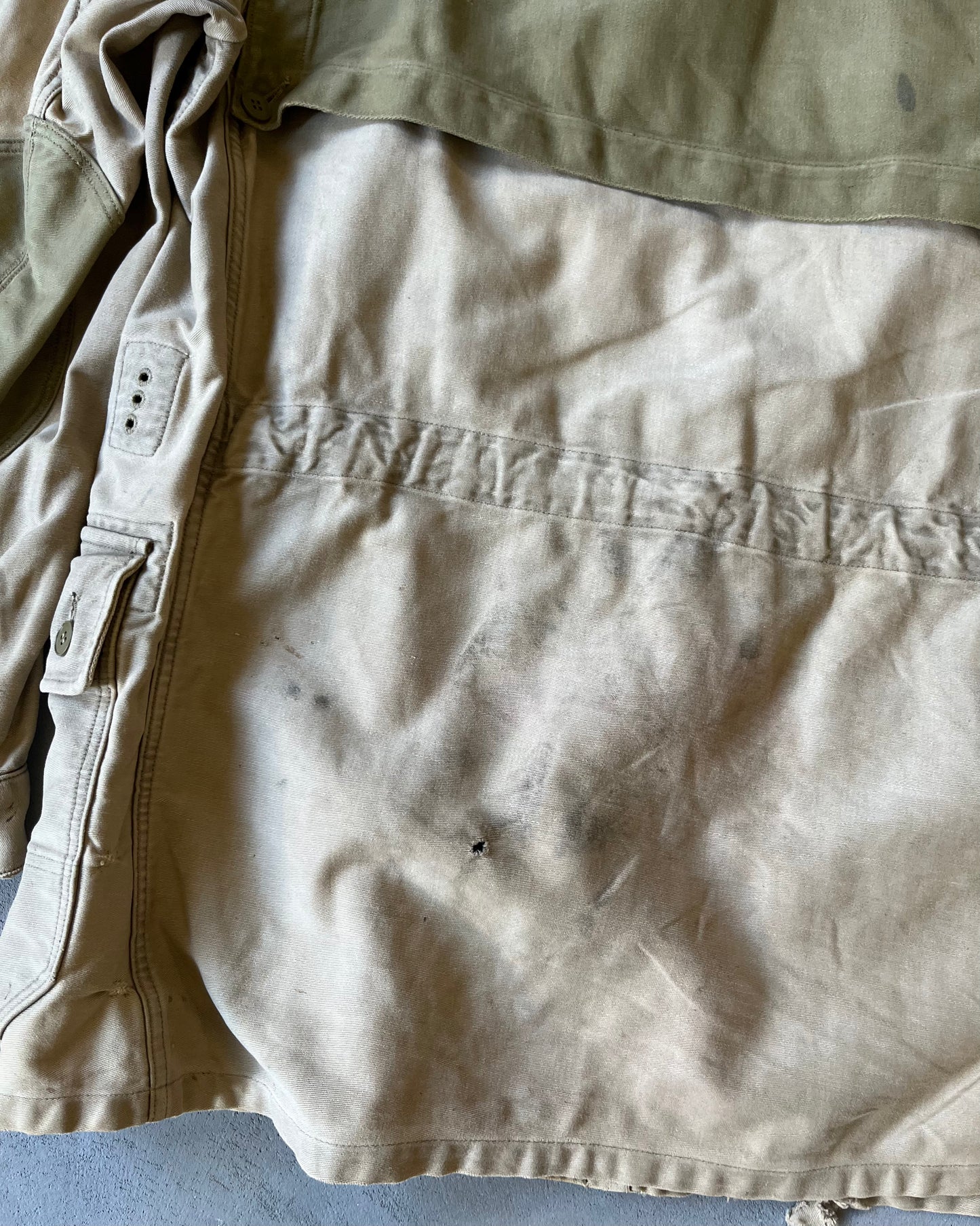 Années 60 - Veste militaire allemande en moleskine tannée vieillie - M