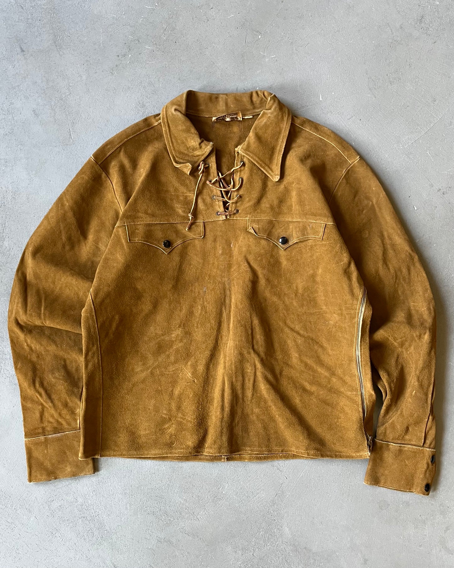 1960s - Tan Suede Western Overshirt - M/L