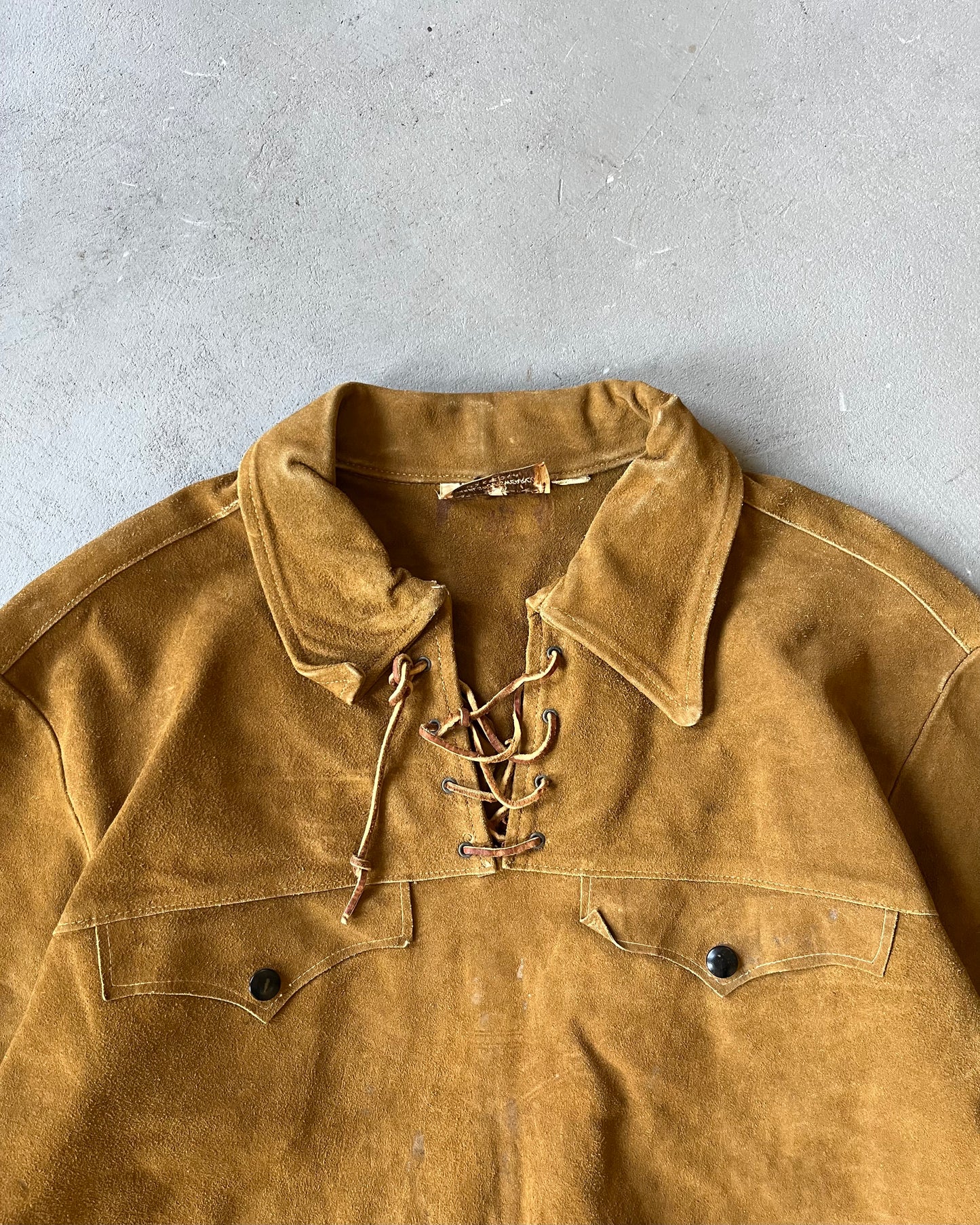 1960s - Tan Suede Western Overshirt - M/L