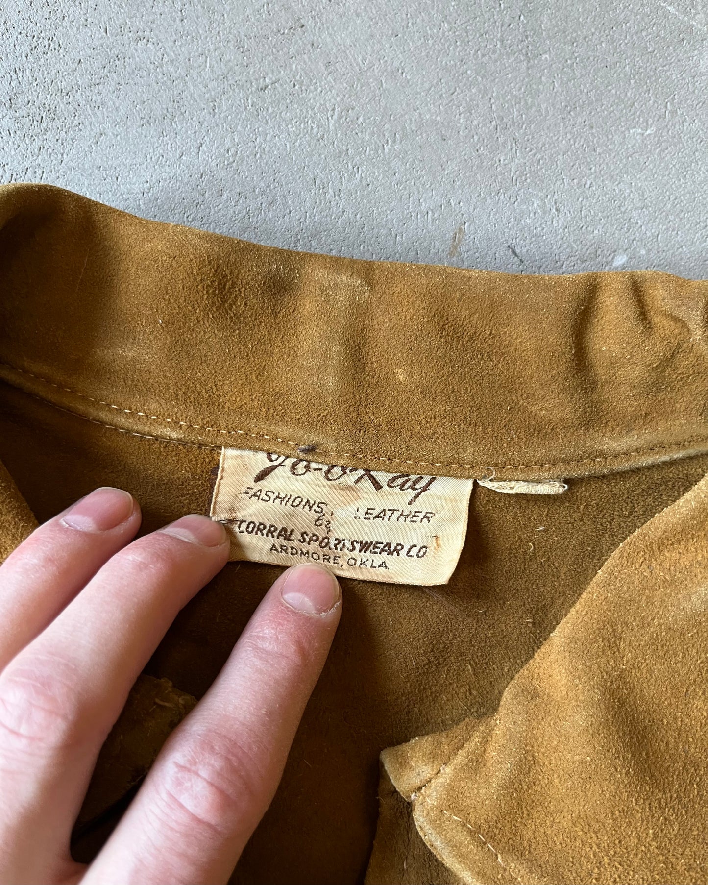 1960s - Tan Suede Western Overshirt - M/L