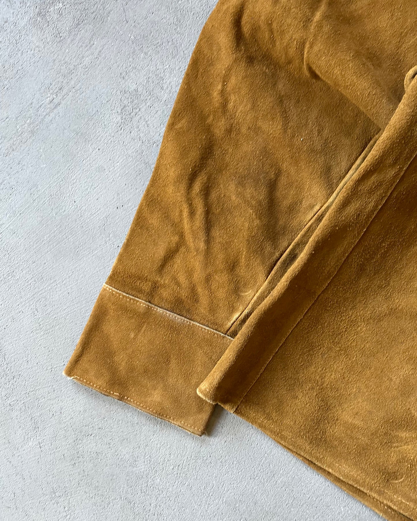 1960s - Tan Suede Western Overshirt - M/L