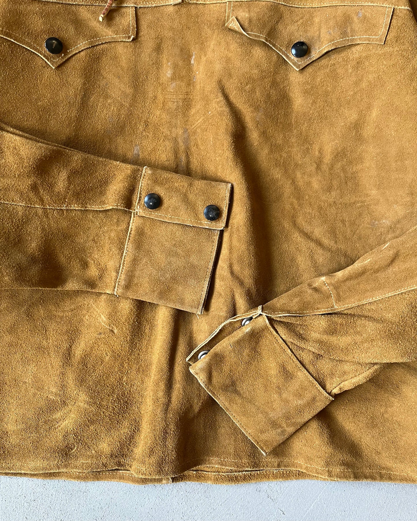 1960s - Tan Suede Western Overshirt - M/L