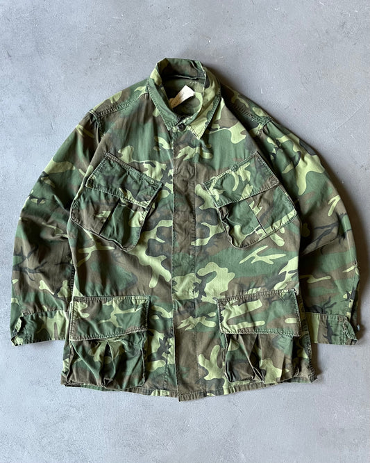 1970s - Distressed Camo Jungle Overshirt - S