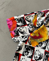 1990s - Black/White Marilyn Monroe Rayon Shirt - L