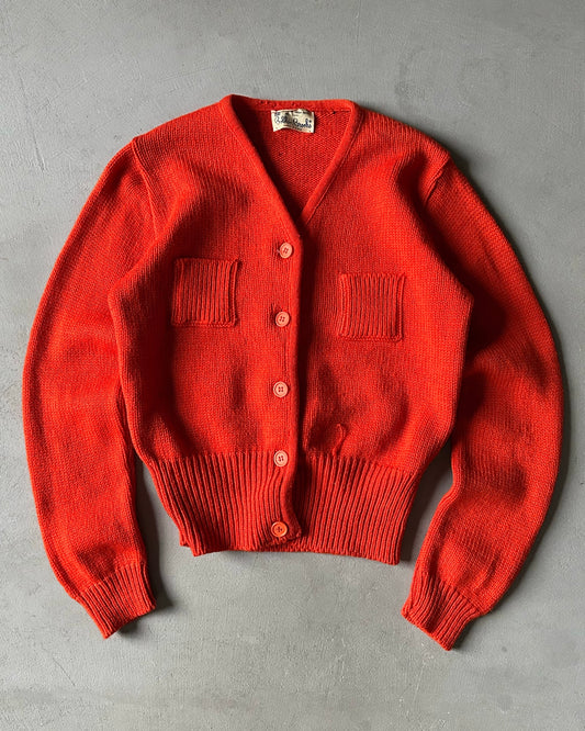 1970s - Orange Bobbie Brooks Women's Cardigan -(W)S