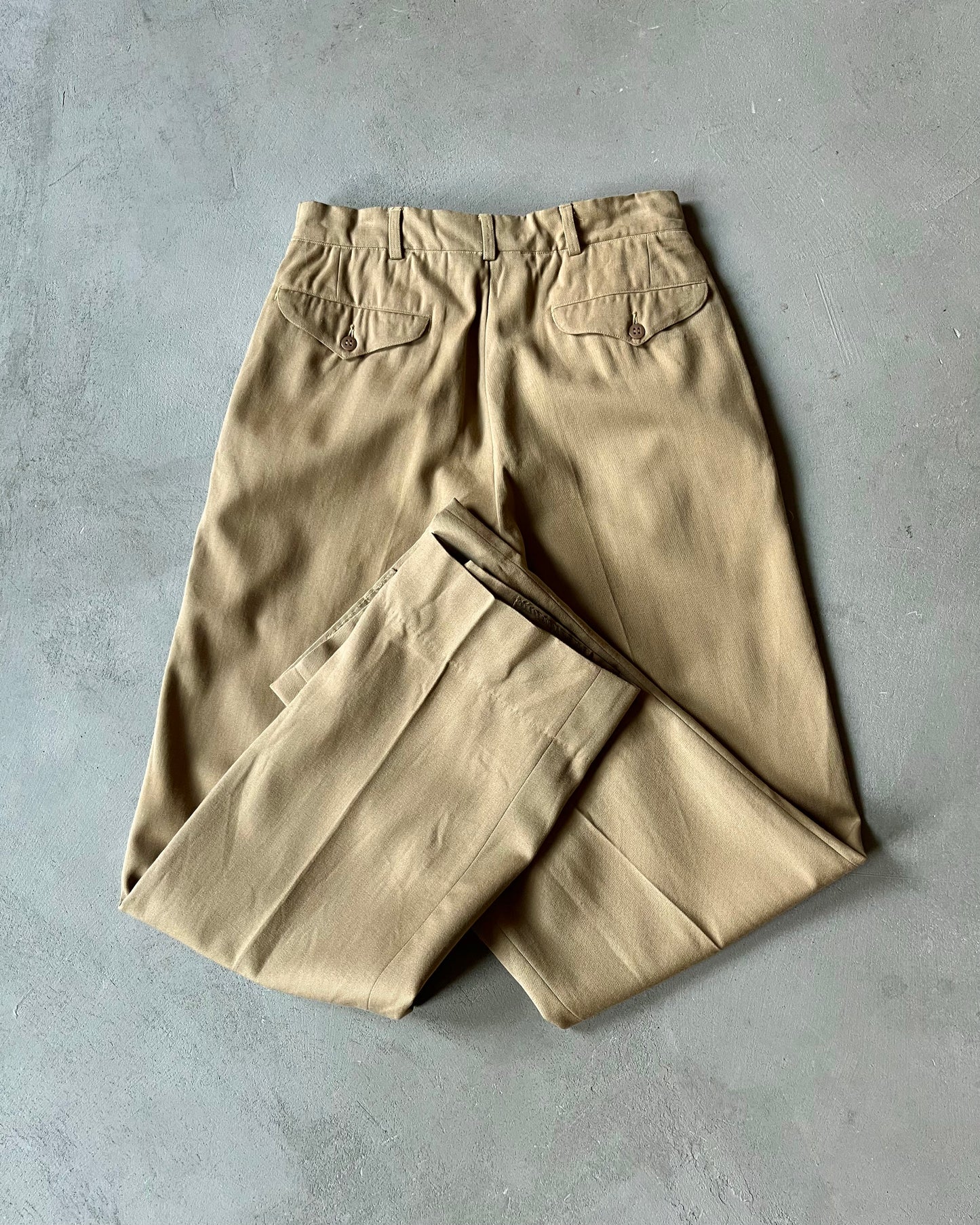 Années 1950 - Pantalon militaire en laine beige - 29x32