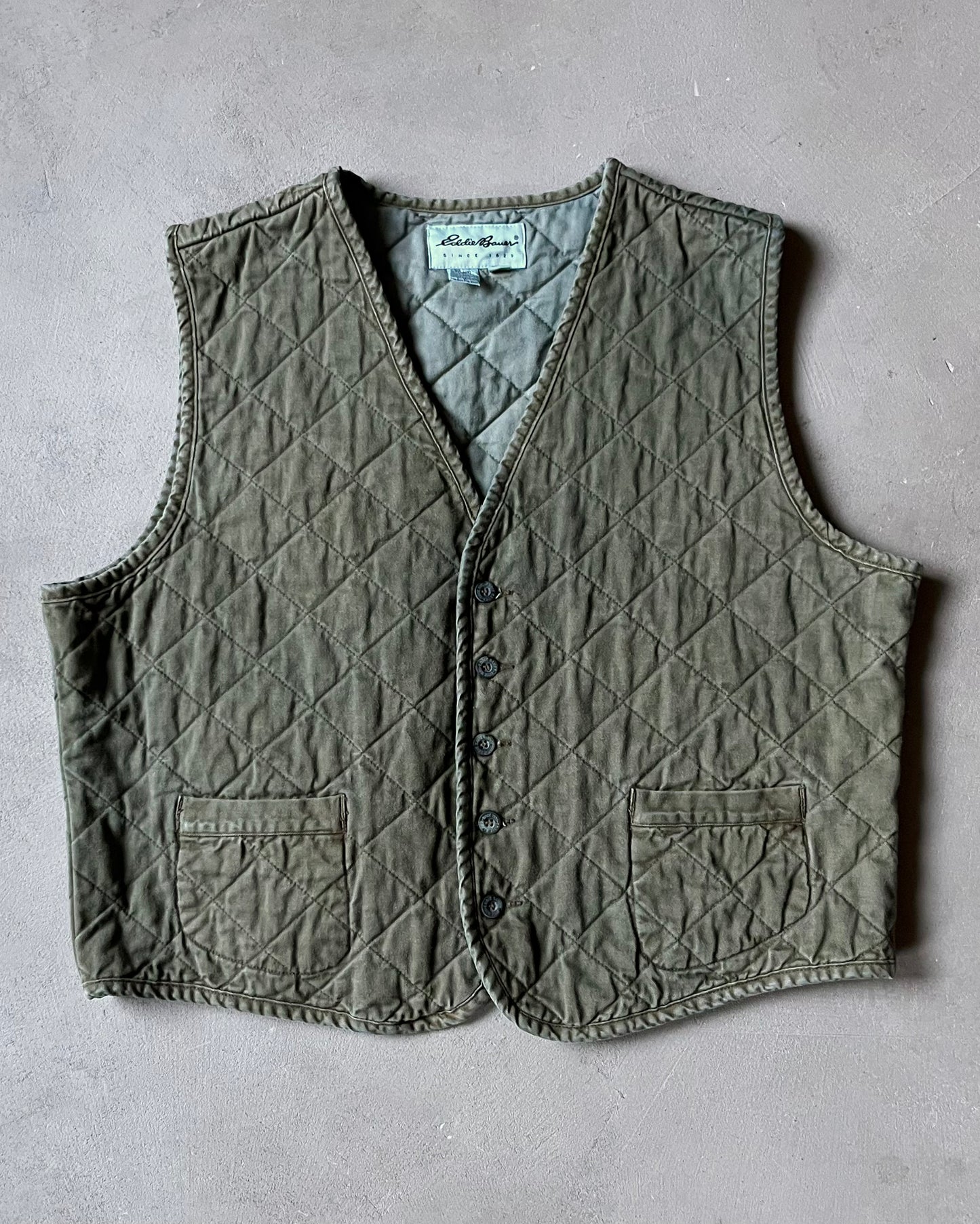 Années 90 - Gilet matelassé vert Eddie Bauer - XL