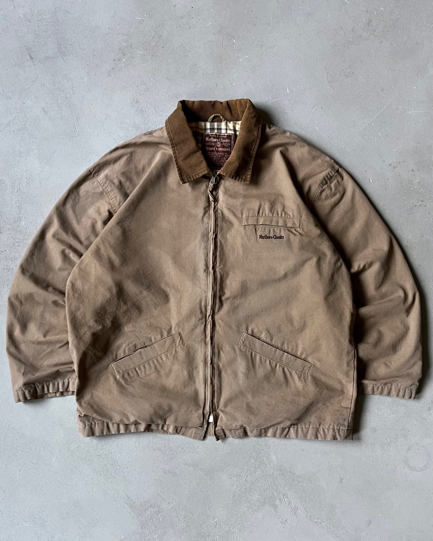 Années 90 - Veste de travail Marlboro marron chiné - XL