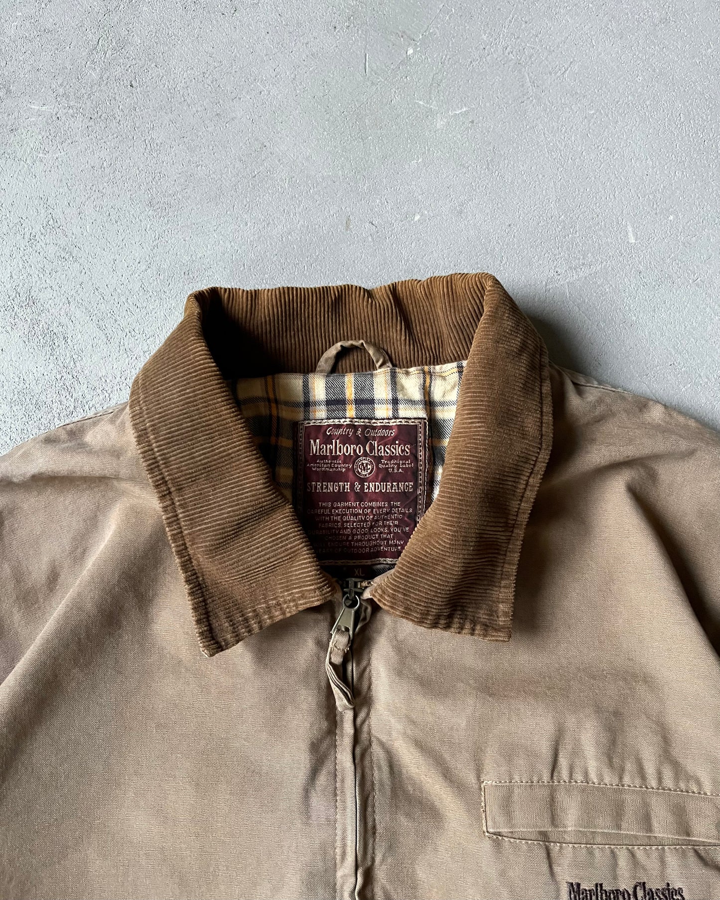 Années 90 - Veste de travail Marlboro marron chiné - XL