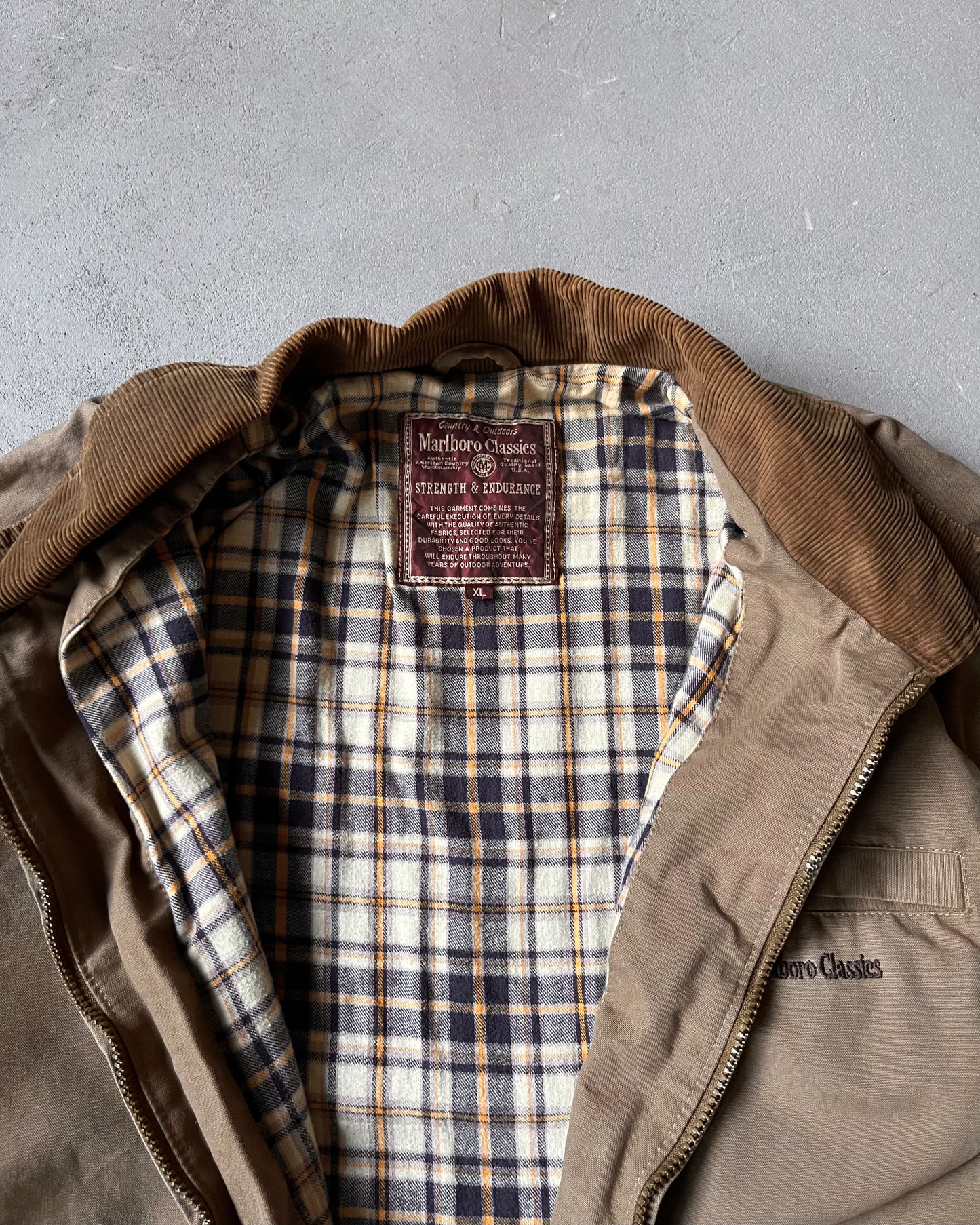 Années 90 - Veste de travail Marlboro marron chiné - XL