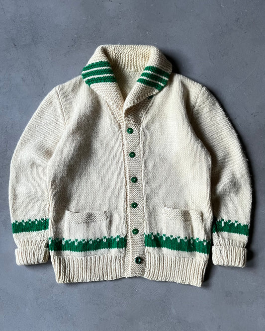 Années 60 - Pull Cowichan Crème/Vert - XL