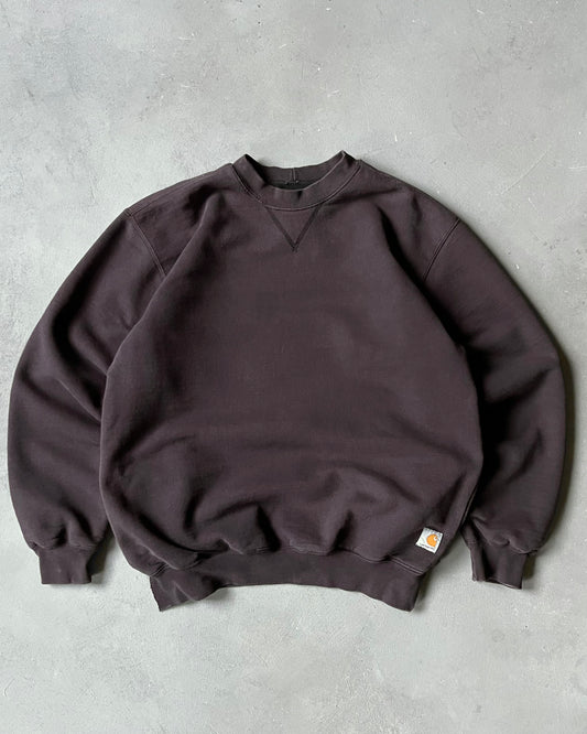 1990s - Distressed Black Carhartt Thermal Crewneck - M