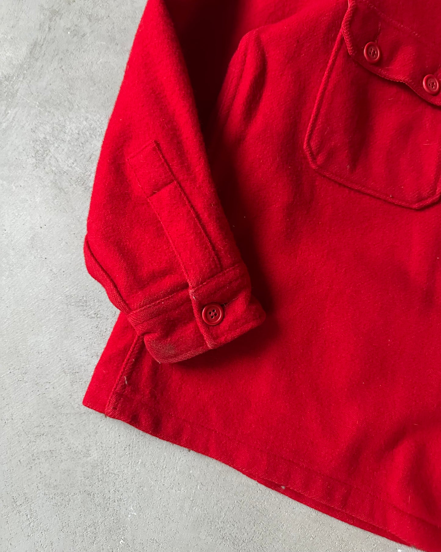 1960s - Red Boy Scouts Wool Overshirt - M/L