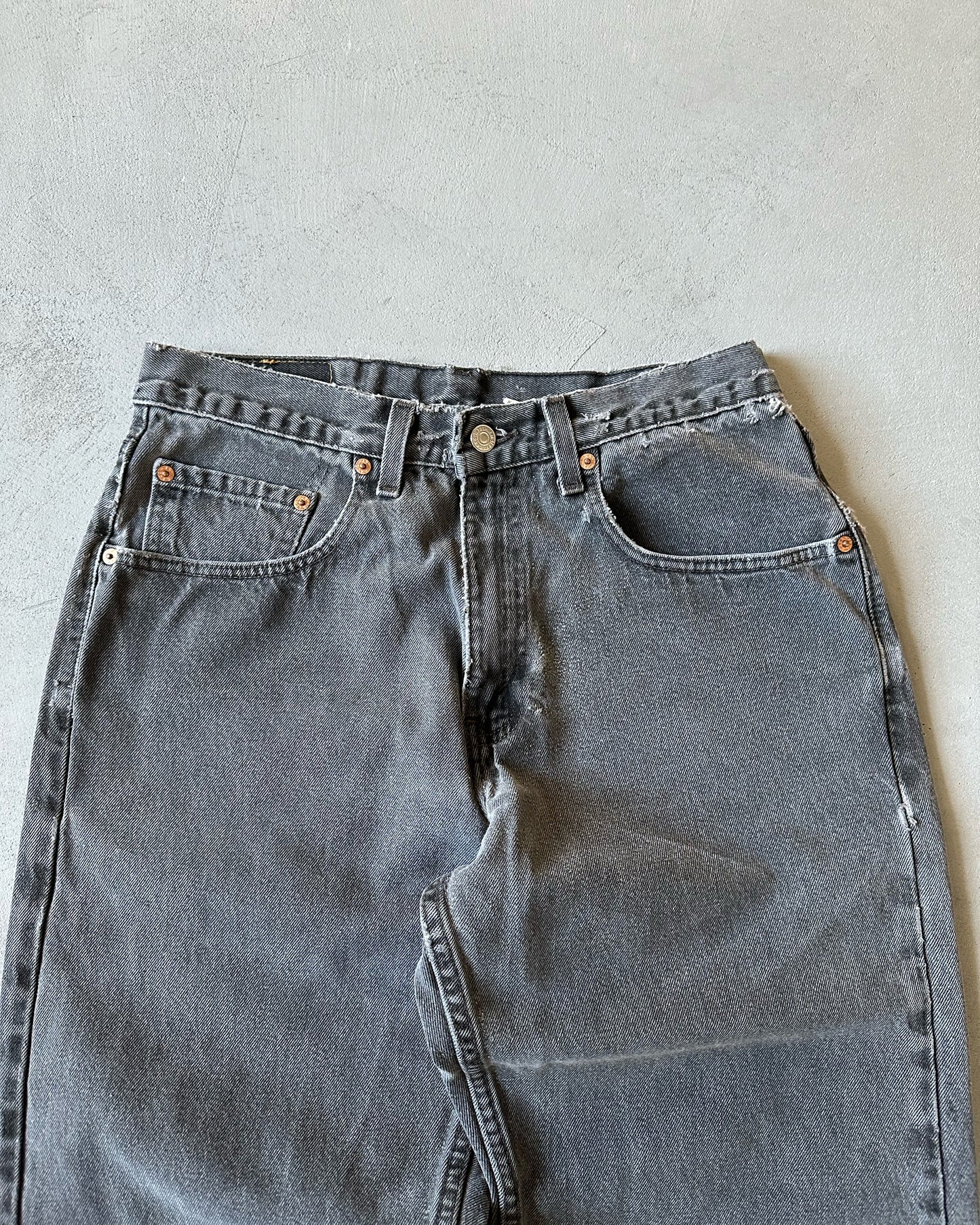 1990s - Distressed Charcoal 569 Levi's Jeans - 31x30