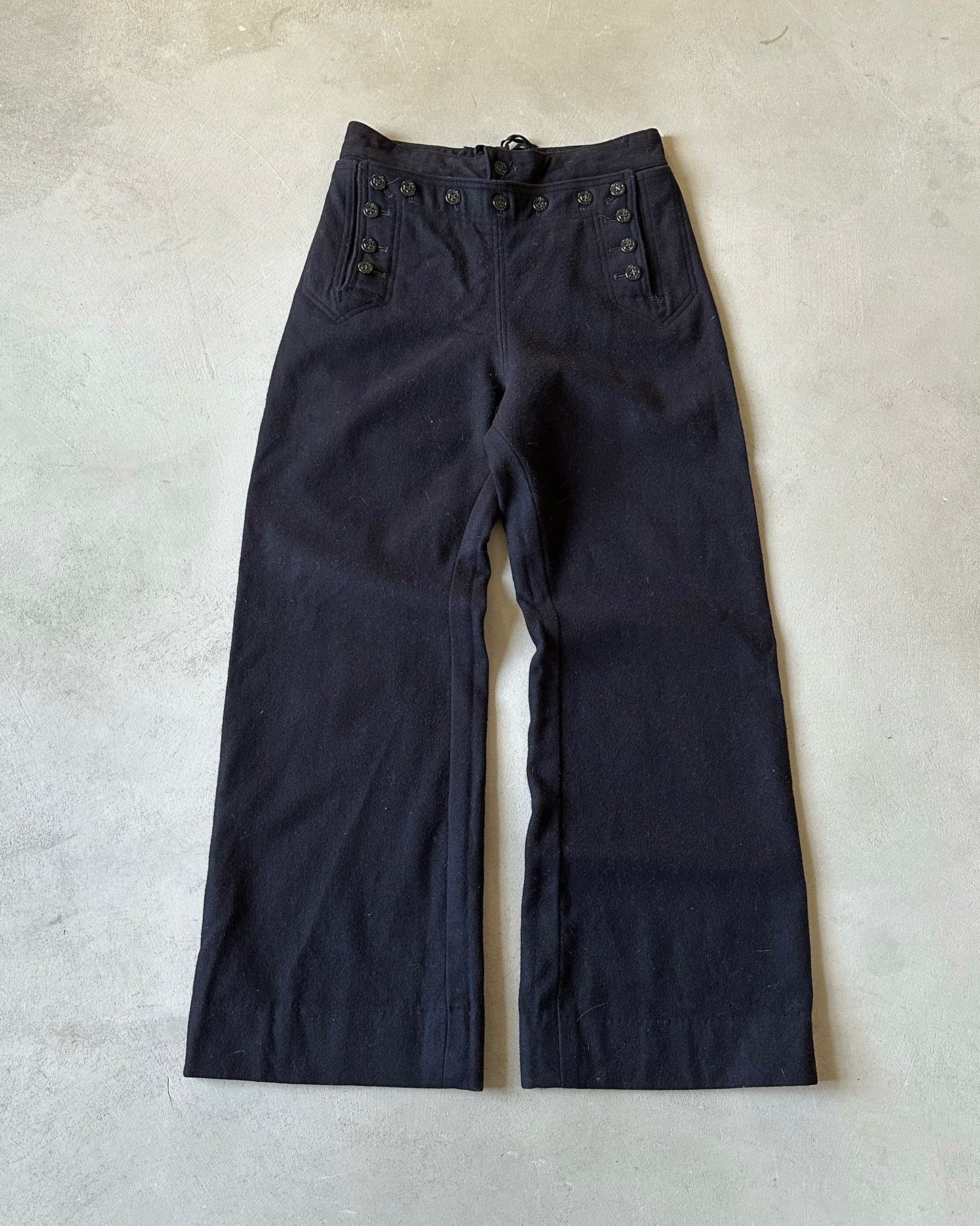 1970s - Navy Wool Sailor Pants - 27x27