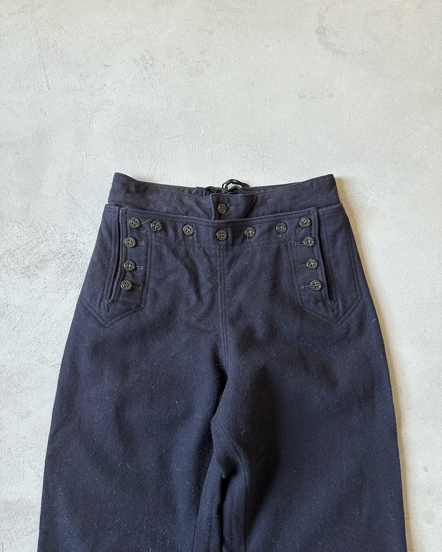 1970s - Navy Wool Sailor Pants - 27x27