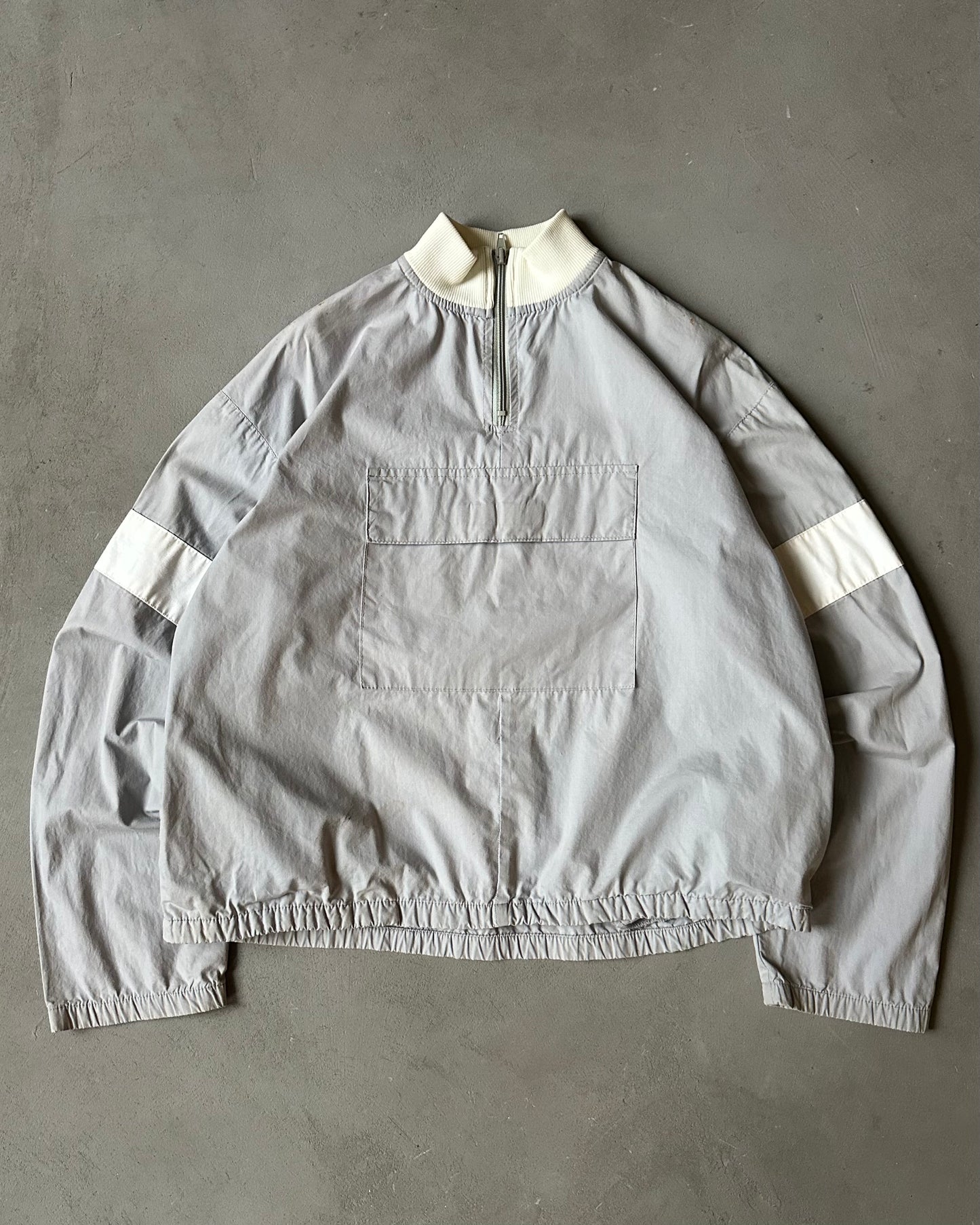 1980s - Distressed Grey J.Crew 1/4 Zip Overshirt - S