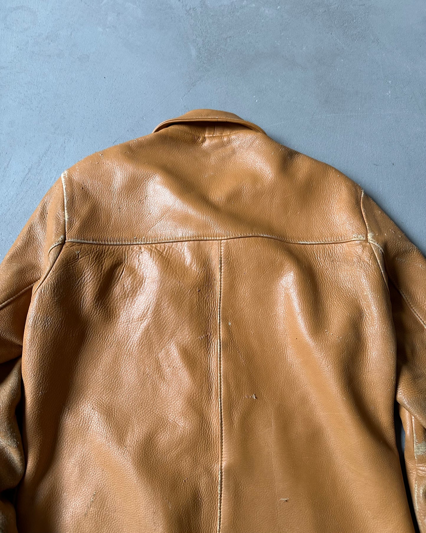 1960s - Distressed Camel Orvis Leather Jacket - 40